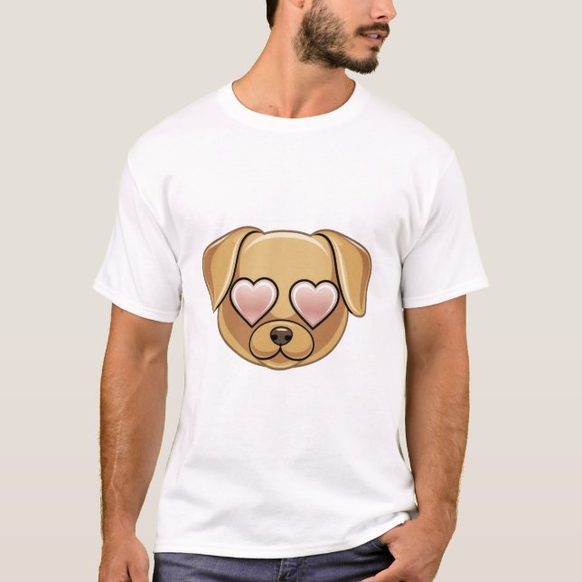 Puppy Dog Face with Heart Eyes Emoji Cute Love  T-Shirt (Front)