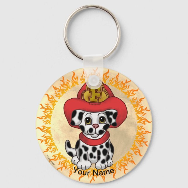 Puppy Dog Firefighter  Key Ring (Front)