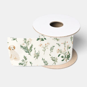 Puppy Dog Floral Satin Ribbon