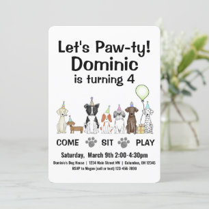 Puppy Dog Gender Neutral or Boy Birthday Pawty Inv Invitation