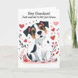 Puppy Dog Grandson You Make My Tail Wag Holiday Card<br><div class="desc">This cute card for a grandson makes a great Valentine's Day card, but can also be used for a birthday or any other special occasion. All the text is easily changed to anything that you'd like. The front has an image of an adorable cartoon puppy dog with boho style hearts...</div>