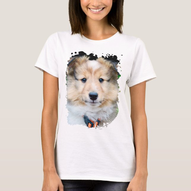 Puppy Dog Grunge Frame T-Shirt (Front)