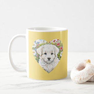  Puppy Dog Heart Yellow Mug