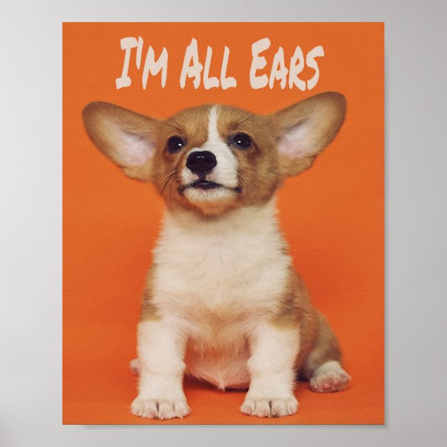 Puppy Dog I'm All Ears, Cute Meme Poster (Front)
