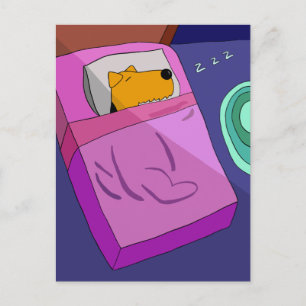 Puppy Dog in Bed Postcard