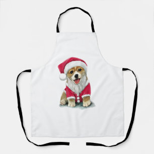 Puppy Dog in Santa Claus costume Apron
