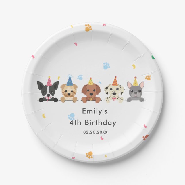  Puppy Dog Kids Birthday Party Paper Plate (Front)