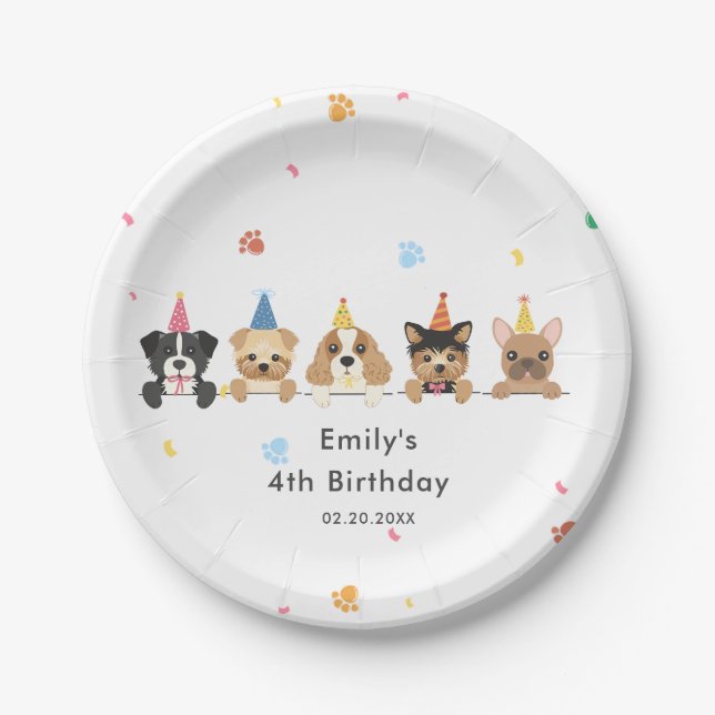  Puppy Dog Kids Birthday Party Paper Plate (Front)