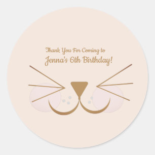 Puppy Dog Kitten Face Party Favour Classic Round Sticker