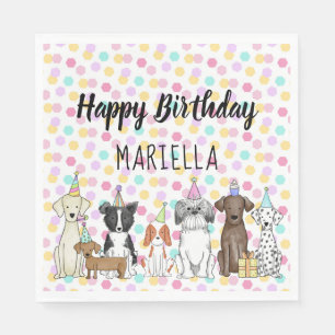 Puppy Dog Little Girl Birthday Party Napkin