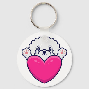 Puppy Dog Lover Gift Rescue Mum Cute Bichon Frise Key Ring
