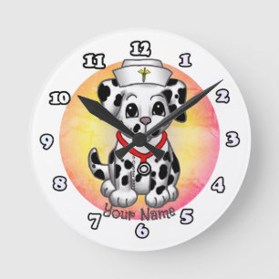 Puppy Dog Nurse  Round Clock