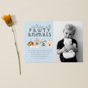 Puppy Dog Party Animals Birthday Photo Invitation