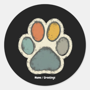 Puppy Dog Paw Print Animal Lover Peace Design Classic Round Sticker