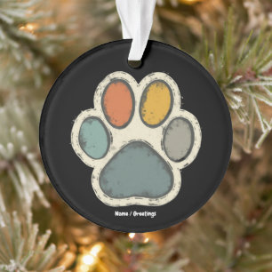 Puppy Dog Paw Print Animal Lover Peace Design Ornament