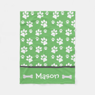 Puppy Dog Paw Print Blanket Personalise With Name