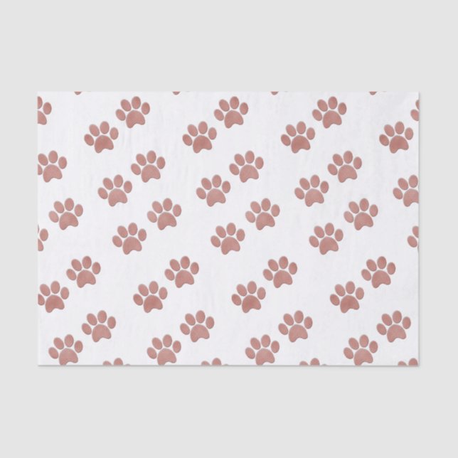 Puppy Dog Paw Prints Trendy Rose Gold Tissue Paper (Front)