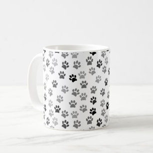 Puppy Dog Paw Prints   White & Grey Coffee Mug