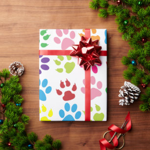puppy dog paws tracks art pattern wrapping paper