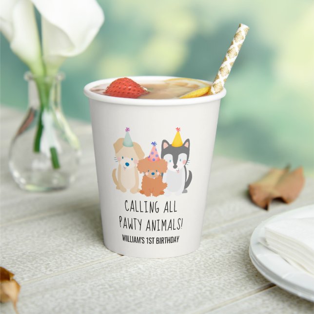 Puppy Dog Pawty Animals Kids Birthday Paper Cups (Insitu)