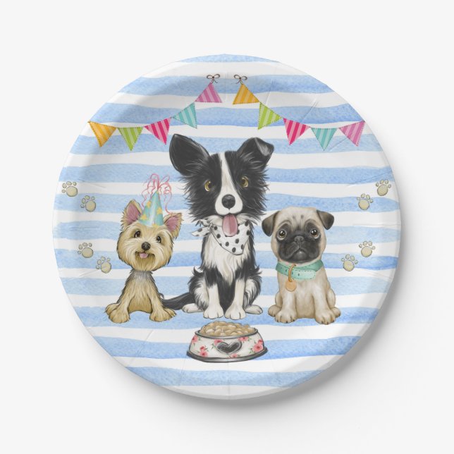 Puppy Dog Pawty Paper Plate (Front)