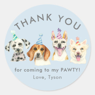 Puppy Dog Pawty Thank You Favour Classic Round Sticker