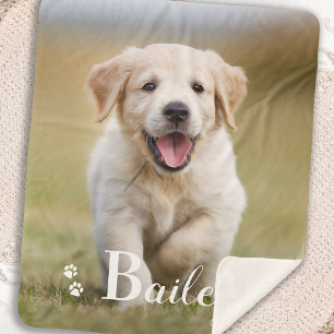Puppy Dog Personalised Pet Golden Retriever Photo Sherpa Blanket
