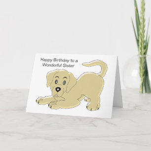 Puppy Dog Personalised Sister Birthday Card