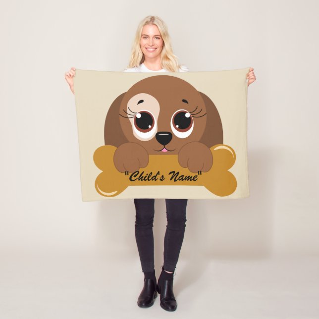 Puppy Dog Pet Design Baby Crib Fleece Blanket (In Situ)