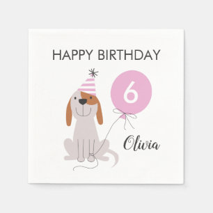 Puppy Dog Pink Birthday Party Napkin