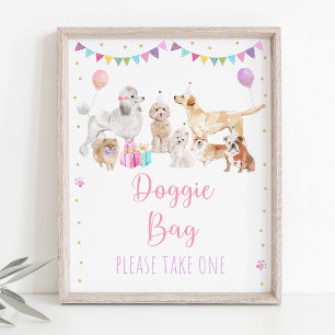 Puppy Dog Pink Girl Birthday Favour Sign
