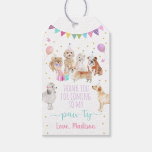 Puppy Dog Pink Girl Paw-ty Birthday Gift Tags