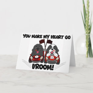Puppy Dog Race Car You make my heart go VROOM Holiday Card