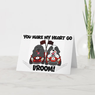 Puppy Dog Race Car You make my heart go VROOM Holiday Card