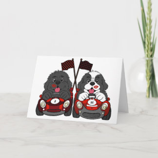 Puppy Dog Race Car You make my heart go VROOM Holiday Card