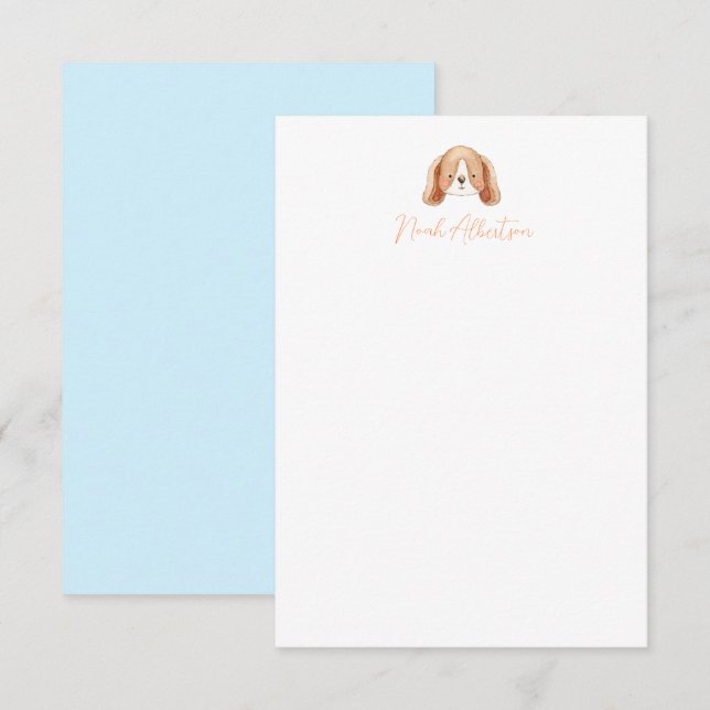 Puppy Dog Stationery Note Cards for Children (Front/Back)