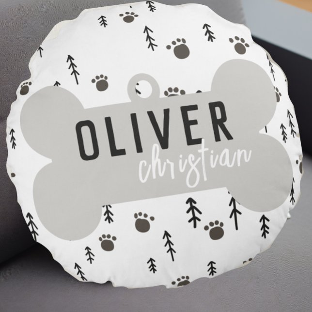 Puppy Dog Tag Neutral Custom Round Cushion (Creator Uploaded)