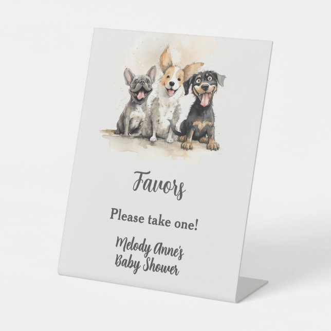 Puppy Dog Tails Boy Baby Shower Favours Pedestal Sign (Front)
