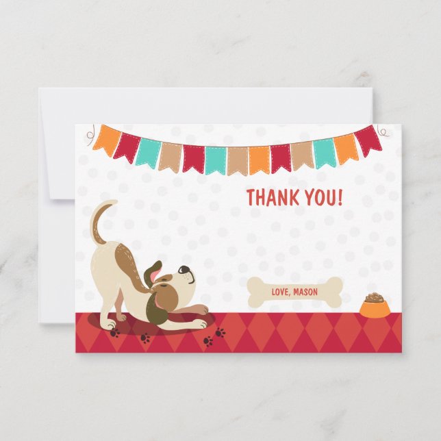 Puppy Dog Thank You Card Paw-Ty Paw Tie Boy (Front)