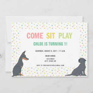 Puppy Dog Theme Birthday Party Invitation
