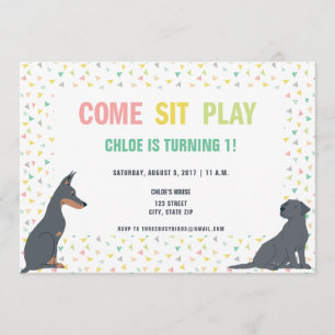 Puppy Dog Theme Birthday Party Invitation