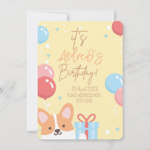 Puppy Dog Theme children's Birthday Invitation