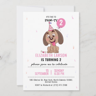Puppy Dog Theme Kids Birthday Party Celebration Invitation