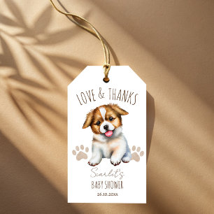 Puppy dog themed baby shower thank you favour gift tags