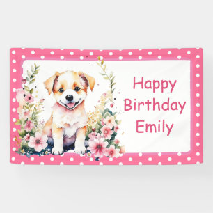 Puppy Dog Themed Personalised Birthday Banner