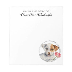 Puppy Dog Watercolor Art Personalised Notepad