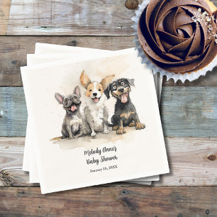 Puppy Dog Watercolor Baby Shower Napkin