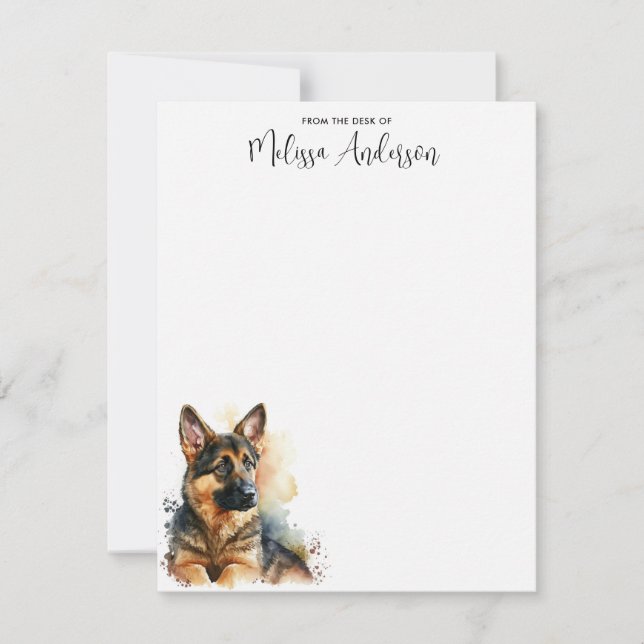 Puppy Dog Watercolor Personalised German Shepherd  Card (Front)