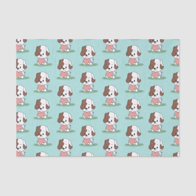 Puppy Dog With A Heart Tissue Paper (Front)