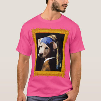 Puppy Dog with a Pearl Earring Vermeer Parody Fram T-Shirt
